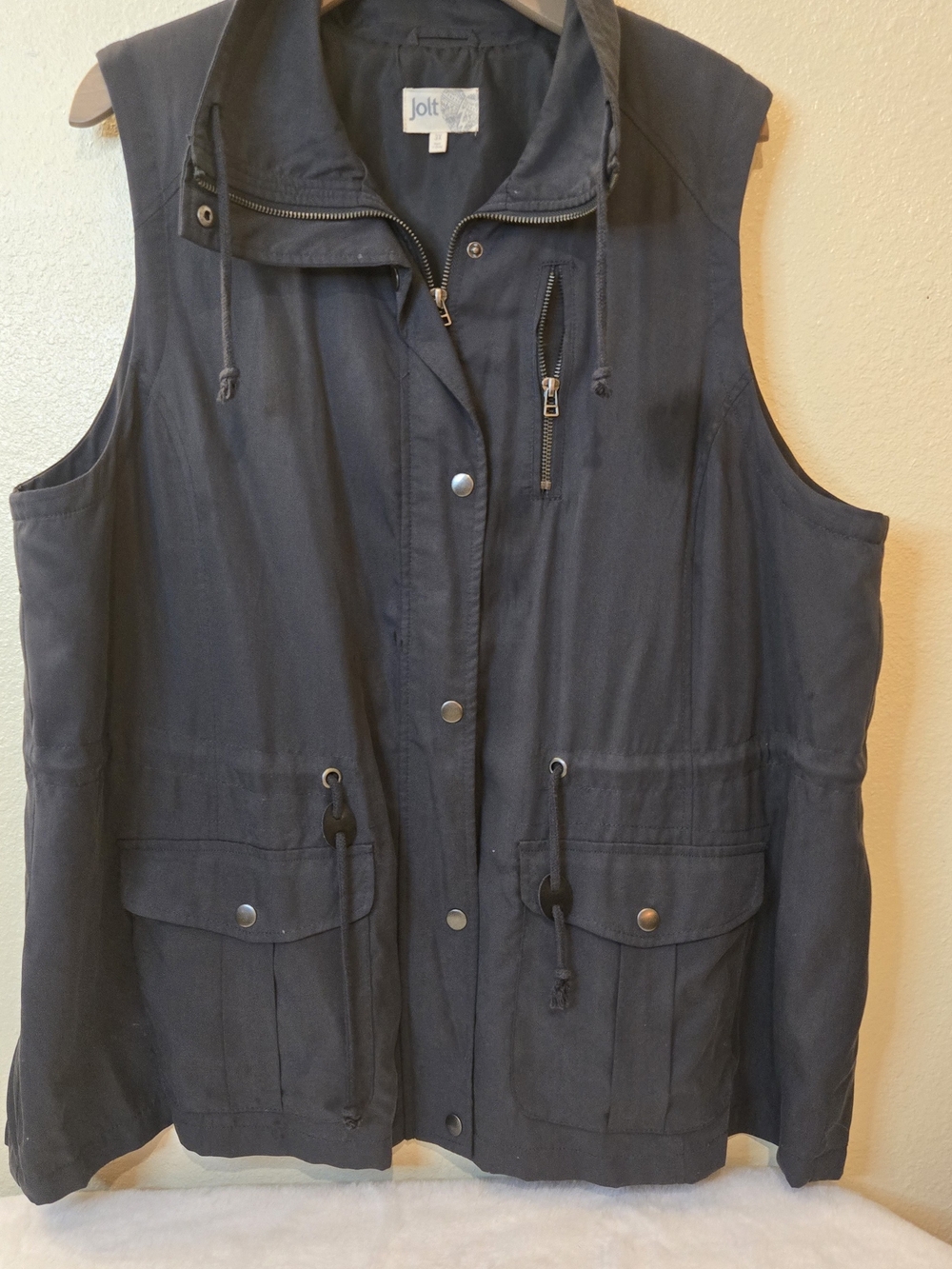 Jolt Women’s Navy Gray Utility Trench Vest Size Plus 3X Utility, Streetwear